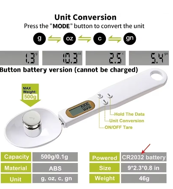 Digital Measuring Spoon Scale – 0.1–500 g Precision